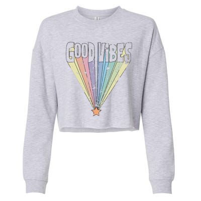 Good Vibes Retro Rainbow Cropped Pullover Crew