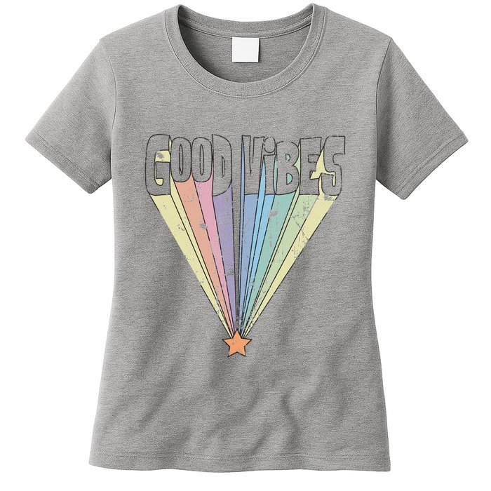 Good Vibes Retro Rainbow Womens T-Shirt