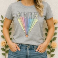 Good Vibes Retro Rainbow Womens T-Shirt