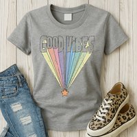 Good Vibes Retro Rainbow Womens T-Shirt