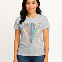 Good Vibes Retro Rainbow Womens T-Shirt