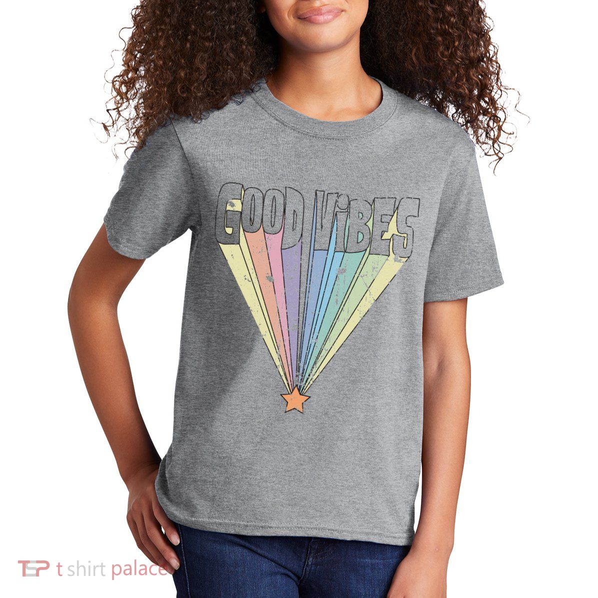 Good Vibes Retro Rainbow Kids T-Shirt