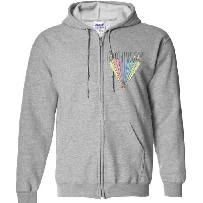 Good Vibes Retro Rainbow Full Zip Hoodie