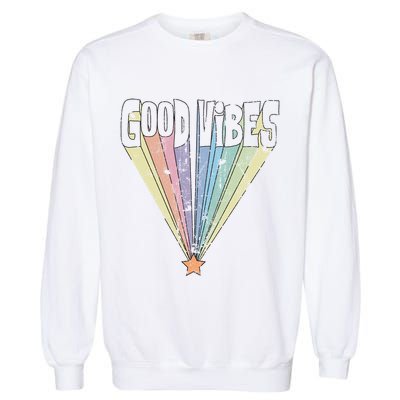 Good Vibes Retro Rainbow Garment-Dyed Sweatshirt