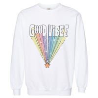Good Vibes Retro Rainbow Garment-Dyed Sweatshirt
