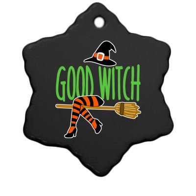 Good Witch Funny Halloween Ceramic Star Ornament