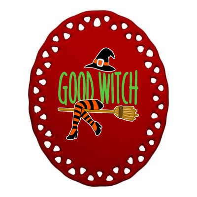 Good Witch Funny Halloween Ceramic Oval Ornament