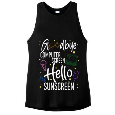 Goodbye Computer Screen Hello Sunscreen Ladies PosiCharge Tri-Blend Wicking Tank