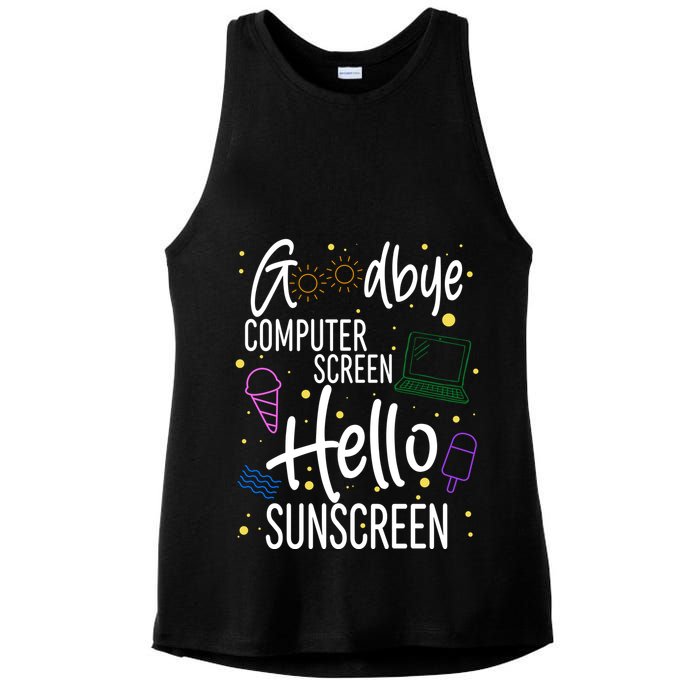 Goodbye Computer Screen Hello Sunscreen Ladies PosiCharge Tri-Blend Wicking Tank