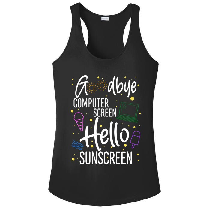 Goodbye Computer Screen Hello Sunscreen Ladies PosiCharge Competitor Racerback Tank