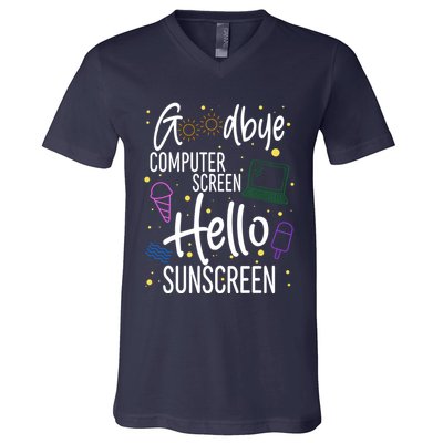 Goodbye Computer Screen Hello Sunscreen V-Neck T-Shirt