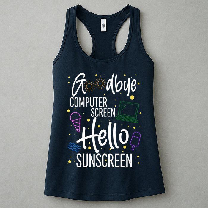 Goodbye Computer Screen Hello Sunscreen Womens Tank Top