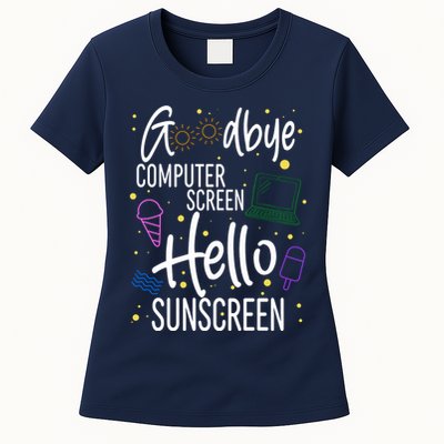 Goodbye Computer Screen Hello Sunscreen Womens T-Shirt