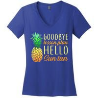 Goodbye Lesson Plan Hello Sun Tan Women's V-Neck T-Shirt