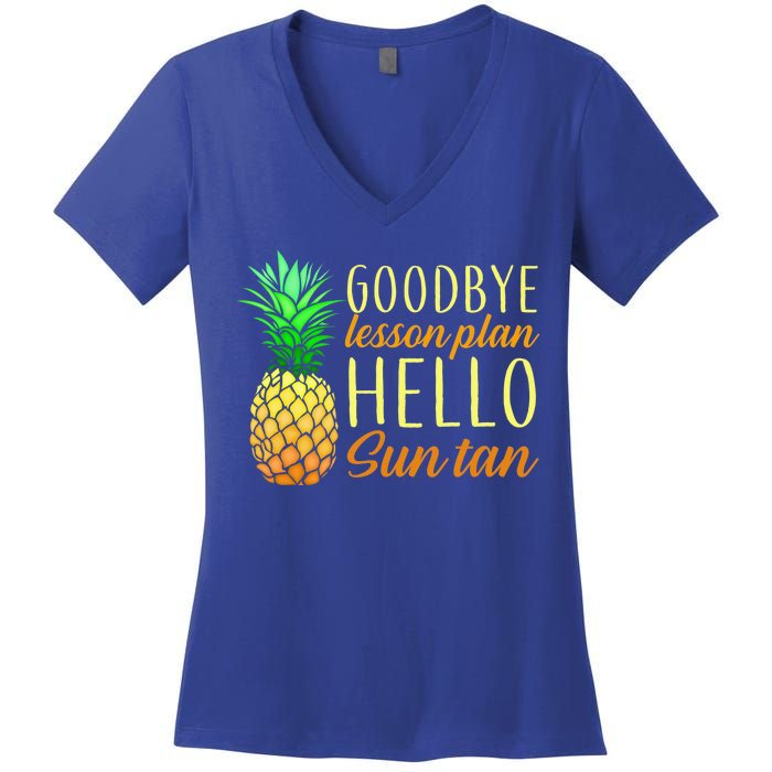 Goodbye Lesson Plan Hello Sun Tan Women's V-Neck T-Shirt