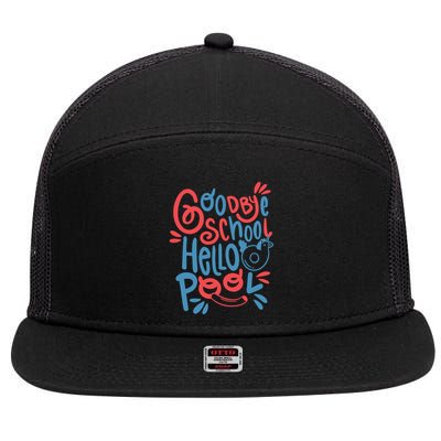 Goodbye School Hello Pool 7 Panel Mesh Trucker Snapback Hat