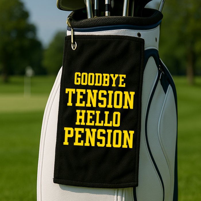 Goodbye Tension Hello Pension Golf Towel