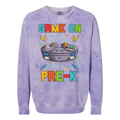 Game On PreK Funny Back To School Preschool Video Games Gift Colorblast Crewneck Sweatshirt