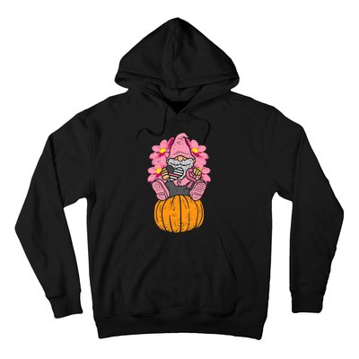 Gnome On Pumpkin Pink Ribbon Breast Cancer Halloween Gift Hoodie