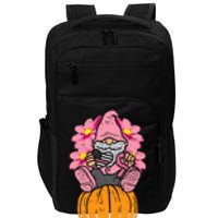 Gnome On Pumpkin Pink Ribbon Breast Cancer Halloween Gift Impact Tech Backpack