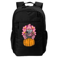 Gnome On Pumpkin Pink Ribbon Breast Cancer Halloween Gift Daily Commute Backpack