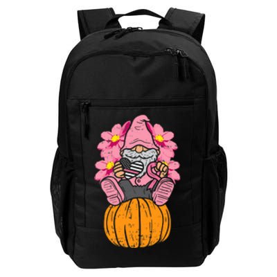 Gnome On Pumpkin Pink Ribbon Breast Cancer Halloween Gift Daily Commute Backpack