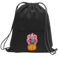 Gnome On Pumpkin Pink Ribbon Breast Cancer Halloween Gift Sweatshirt Cinch Pack Bag