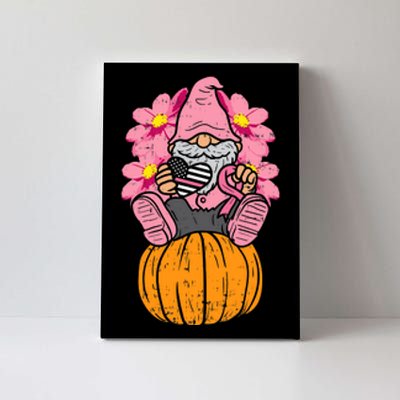 Gnome On Pumpkin Pink Ribbon Breast Cancer Halloween Gift Canvas