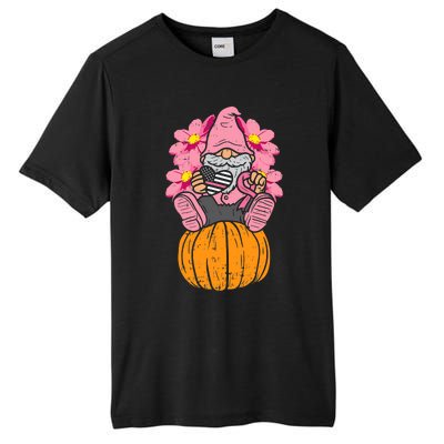 Gnome On Pumpkin Pink Ribbon Breast Cancer Halloween Gift Tall Fusion ChromaSoft Performance T-Shirt