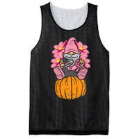 Gnome On Pumpkin Pink Ribbon Breast Cancer Halloween Gift Mesh Reversible Basketball Jersey Tank