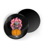 Gnome On Pumpkin Pink Ribbon Breast Cancer Halloween Gift Magnet