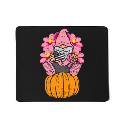 Gnome On Pumpkin Pink Ribbon Breast Cancer Halloween Gift Mousepad