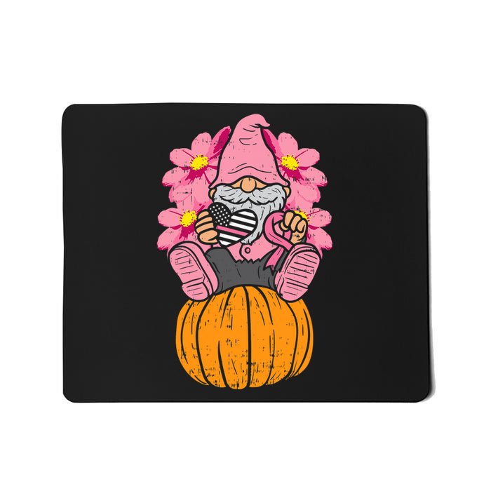 Gnome On Pumpkin Pink Ribbon Breast Cancer Halloween Gift Mousepad