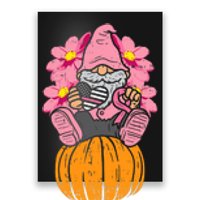 Gnome On Pumpkin Pink Ribbon Breast Cancer Halloween Gift Poster