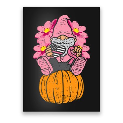 Gnome On Pumpkin Pink Ribbon Breast Cancer Halloween Gift Poster