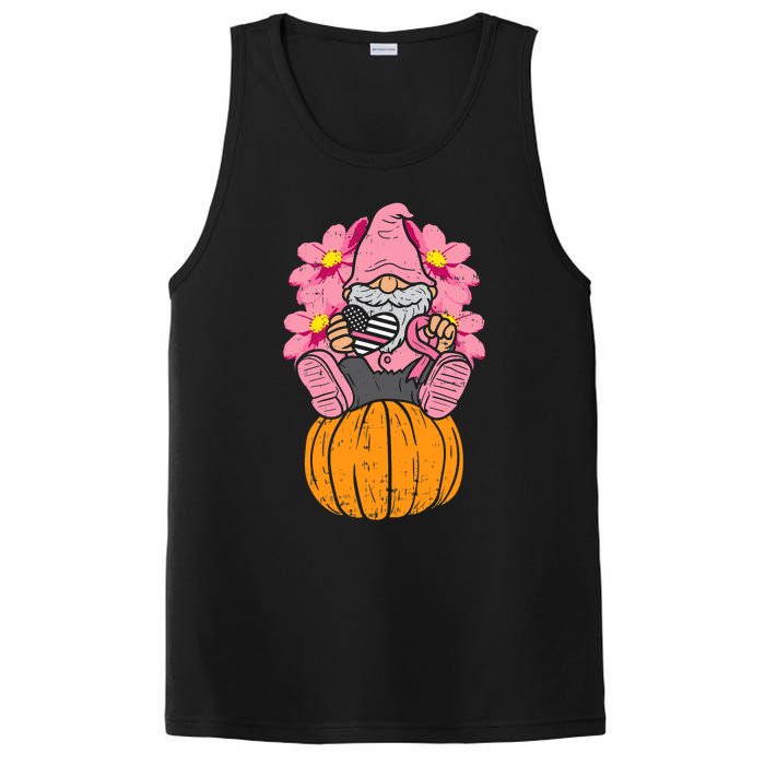 Gnome On Pumpkin Pink Ribbon Breast Cancer Halloween Gift PosiCharge Competitor Tank