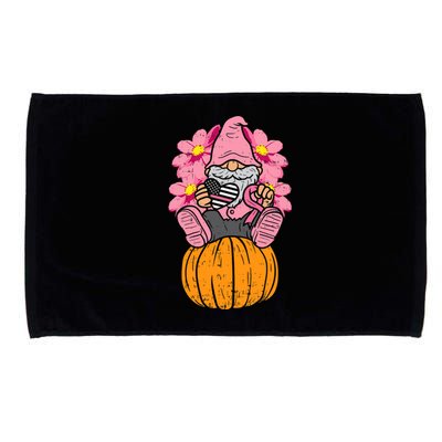 Gnome On Pumpkin Pink Ribbon Breast Cancer Halloween Gift Microfiber Hand Towel