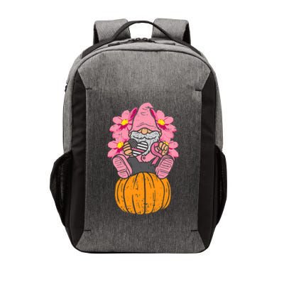 Gnome On Pumpkin Pink Ribbon Breast Cancer Halloween Gift Vector Backpack