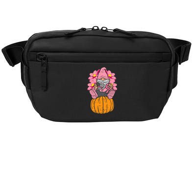 Gnome On Pumpkin Pink Ribbon Breast Cancer Halloween Gift Crossbody Pack