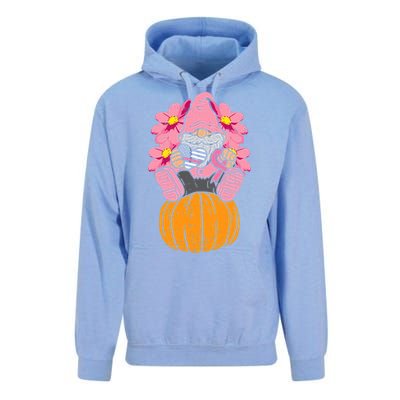 Gnome On Pumpkin Pink Ribbon Breast Cancer Halloween Gift Unisex Surf Hoodie