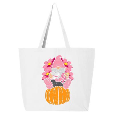 Gnome On Pumpkin Pink Ribbon Breast Cancer Halloween Gift 25L Jumbo Tote