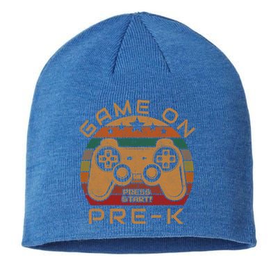 Game On PreK Video Gamer Gift First Day Of Preschool Funny Gift Sustainable Beanie