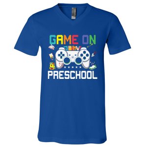 Game On Preschool Back To School Gamer Funny Preschool Gift V-Neck T-Shirt