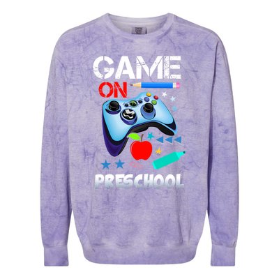 Game On Preschool First Day Of School Gamer Back To School Gift Colorblast Crewneck Sweatshirt