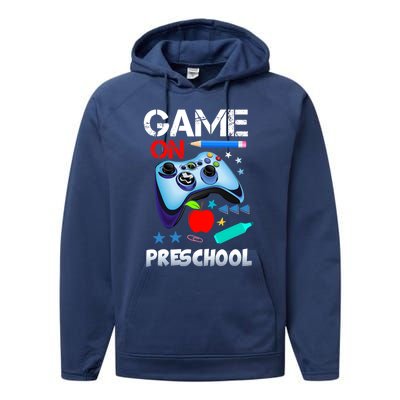 Game On Preschool First Day Of School Gamer Back To School Gift Performance Fleece Hoodie