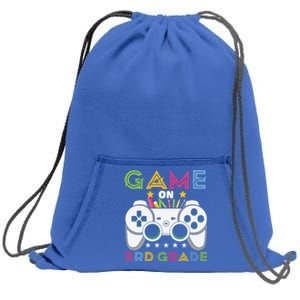 Game On Press Start 3Rd Grade Back To School Gaming Lover Gift Sweatshirt Cinch Pack Bag