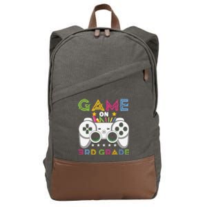 Game On Press Start 3Rd Grade Back To School Gaming Lover Gift Cotton Canvas Backpack