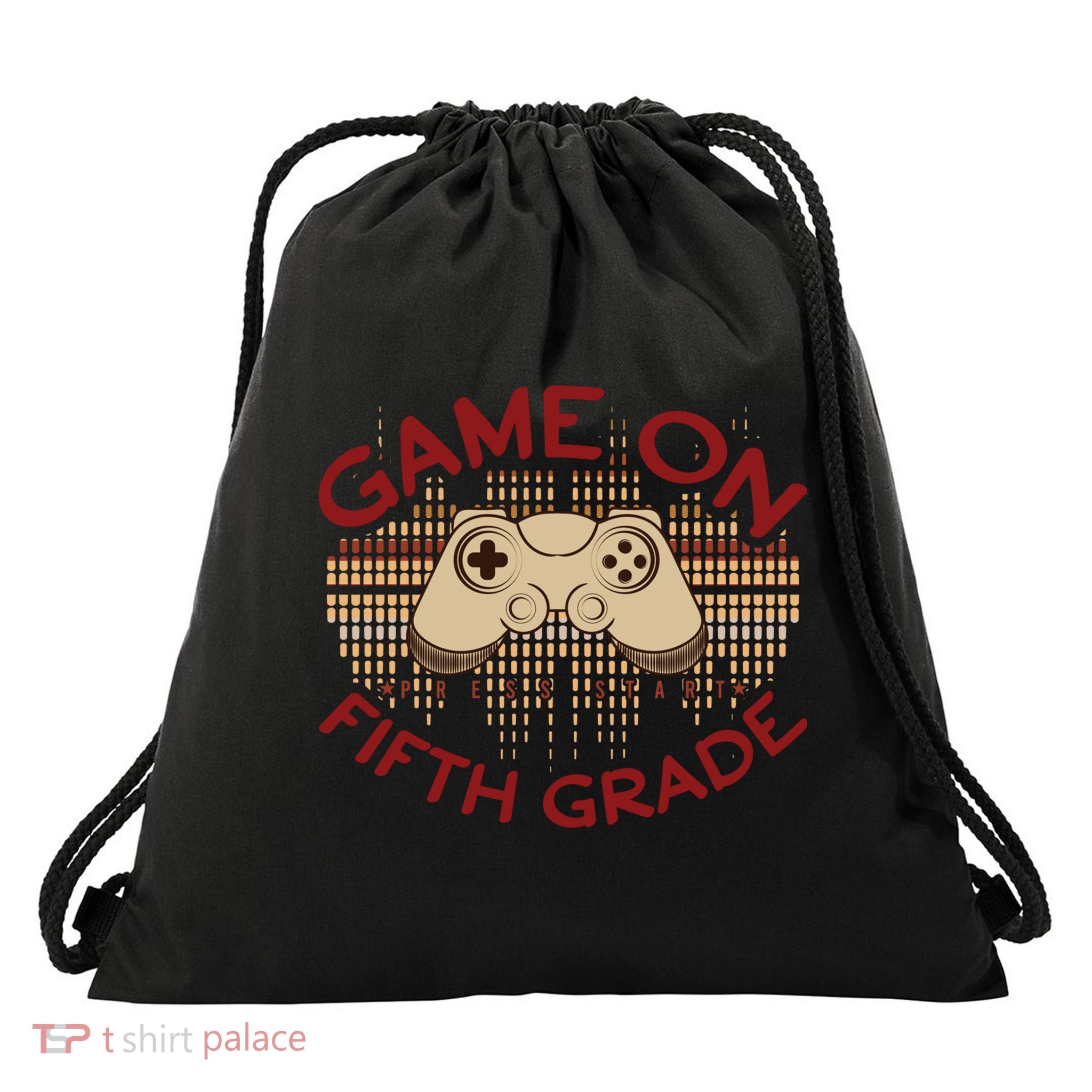 Game On Press Start! 5Th Grade Computer Games Gaming Gamer Funny Gift Drawstring Bag