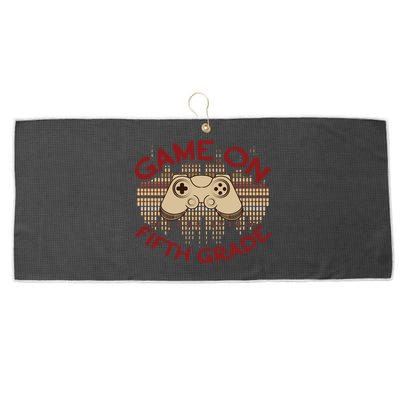 Game On Press Start! 5Th Grade Computer Games Gaming Gamer Funny Gift Large Microfiber Waffle Golf Towel