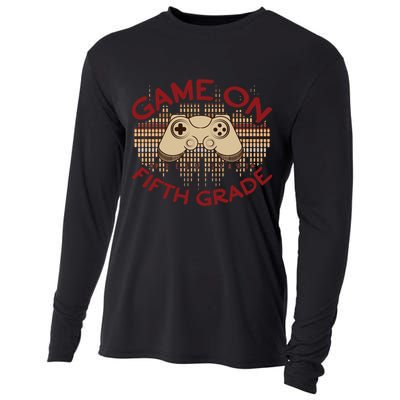 Game On Press Start! 5Th Grade Computer Games Gaming Gamer Funny Gift Cooling Performance Long Sleeve Crew